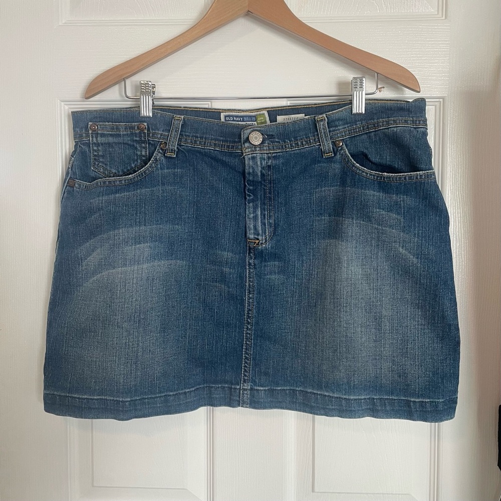 Y2K Vintage Jean Skirt Denim Mini Old Navy Size 16 Blue Low Rise Low Waisted